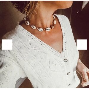 BRINKER + ELIZA All Summer Long Cowrie Shell Choker, 24k antique gold plated